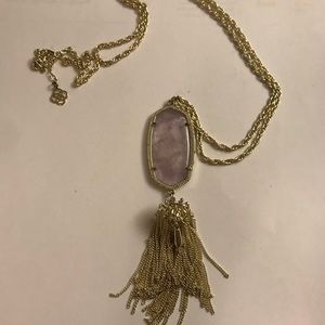 Purple iridescent Kendra Scott tassel pendant
